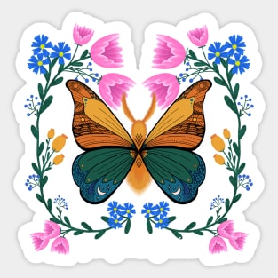 Magic moth, inspirational art florals and butterflies, botanical art, Sticker